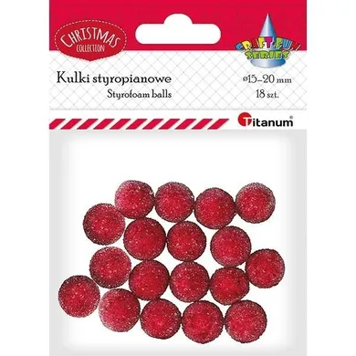 Titanum, styropianowe kulki, czerwone, 15/20 mm, 24 szt.