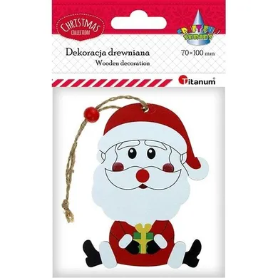 Titanum, zawieszka drewniana, Mikołaj siedzący, 74-98 mm