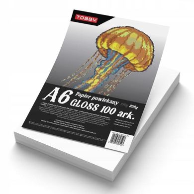 Tobby, papier kredowy powlekany A6, 350 g, gloss, 100 arkuszy