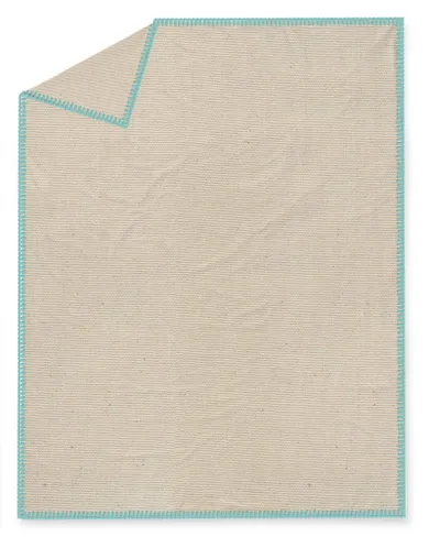 Today, narzuta na łóżko, Gypset, bawełna, 220-240 cm, beżowa z błękitnym obszyciem