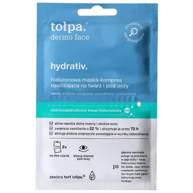 Tołpa, Dermo Face Hydrativ, hialuronowa maska-kompres na twarz i pod oczy, 2 x 6 ml