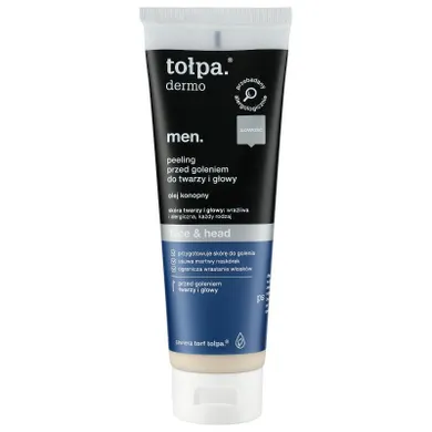 Tołpa, Dermo Men, peeling przed goleniem do twarzy i głowy, Face & Head, 100 ml