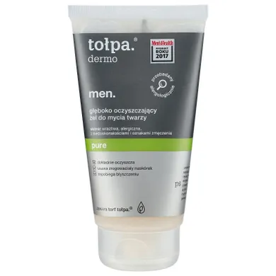 Tołpa, Dermo Men, żel do mycia twarzy głęboko oczyszczający, Pure, 150 ml