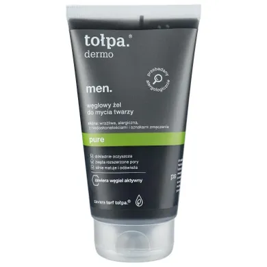 Tołpa, Dermo Men, żel do mycia twarzy węglowy, Pure, 150 ml