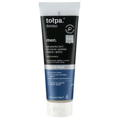 Tołpa, Dermo Men, żel-pianka 2w1: do mycia i golenia twarzy i głowy, Face & Head, 100 ml