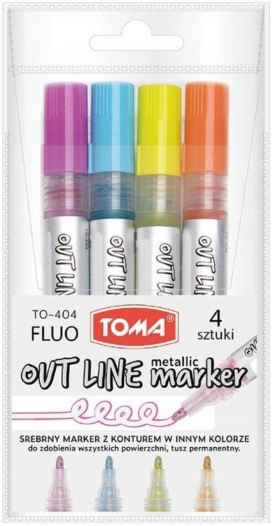 Toma, marker konturowy, fluo, 4 kolory