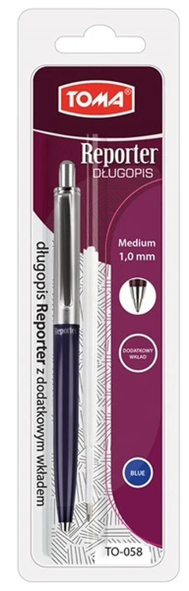 Toma, Reporter, długopis z wkładem, niebieski, 1 mm, 1 szt.