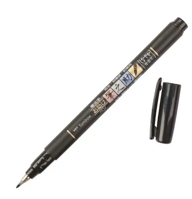 Tombow, Brush Pen Fudenosuke, flamaster, czarny, twardość 2, 6 szt.