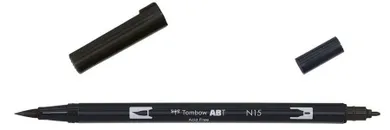 Tombow, flamaster dwustronny, akwarelowy, Black, 6 szt.