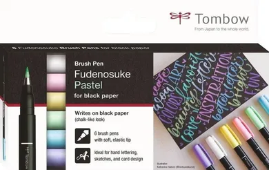 Tombow, Fudenosuke, flamastry pędzelkowe, pastelowe, 6 kolorów