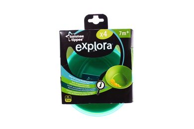 Tommee Tippee, miseczka z unikalną trójkątną podstawą, zielona, 4 szt.