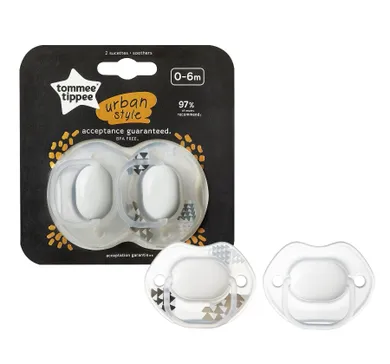 Tommee Tippee, Urban, smoczek uspokajający, Neutral, 0-6m, 2 szt.