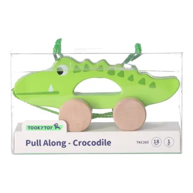 Tooky Toy, krokodyl, drewniana zabawka ze sznurkiem