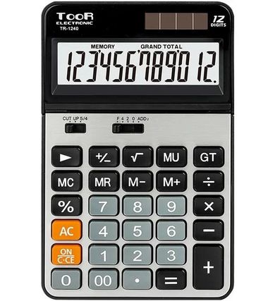 Toor, kalkulator biurowy, czarny, 12 cyfrowy wyświetlacz