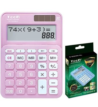 Toor, kalkulator, TR-1223DB-P, dwuliniowy, 10-cyfrowy