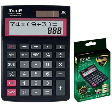 Toor, kalkulator, TR-2429DB-K, dwuliniowy, 10-cyfrowy