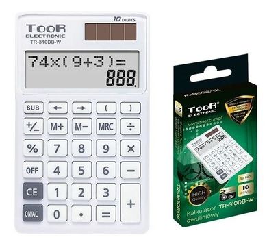 Toor, kalkulator, TR-310DB-W, dwuliniowy, 10-cyfrowy