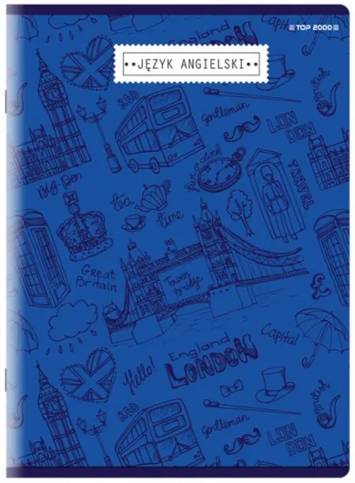 Top 2000, zeszyt tematyczny Angielski A5, 60 kartek, kratka, 1 szt.