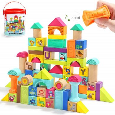 Top Bright, klocki drewniane i gumowe, 80 elementów