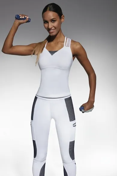 Top sportowy damski, biały, Bas Black