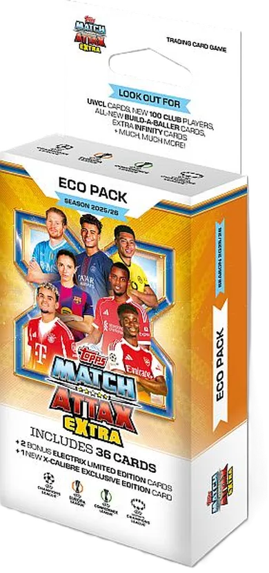Topps, UEFA Champions League, Match Attax Extra 2025/26, Eco Pack, zestaw saszetek z kartami kolekcjonerskimi