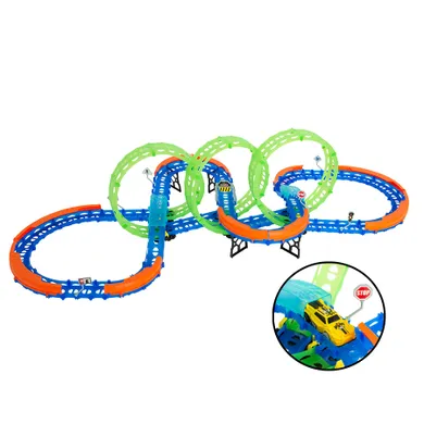 Tor wyścigowy, świecący w ciemności, zestaw z samochodem