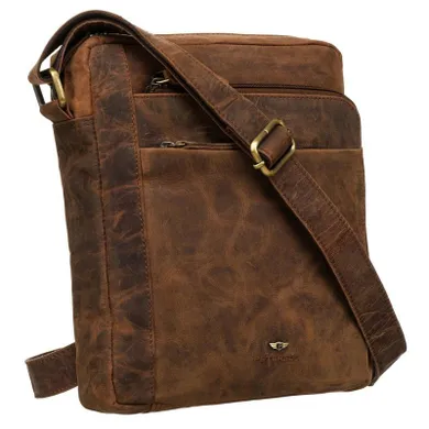 Torba listonoszka, brązowa, skórzana, Peterson
