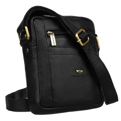 Torba listonoszka, czarna, skórzana, Petereson