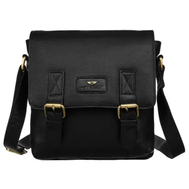 Torba listonoszka, czarna, skórzana, Peterson