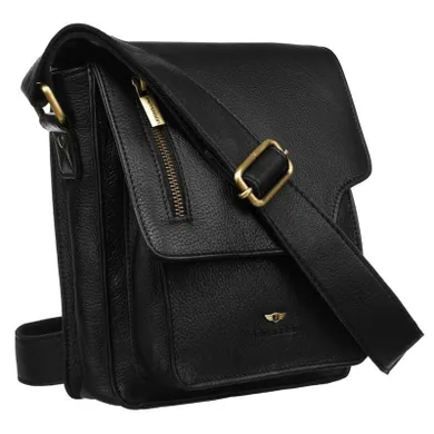 Torba listonoszka, czarna, skórzana, Peterson