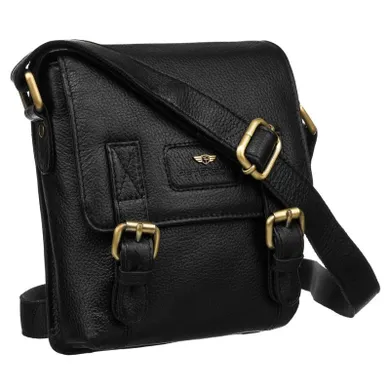 Torba listonoszka, czarna, skórzana, Peterson