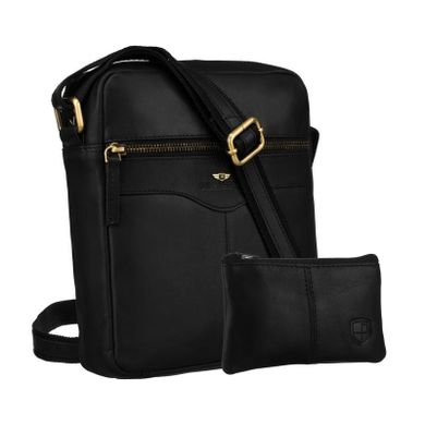 Torba listonoszka, czarna, skórzana, Peterson