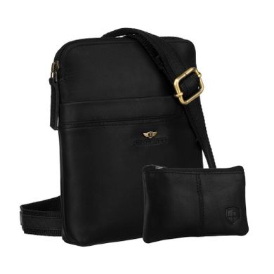 Torba listonoszka, czarna, skórzana, Peterson