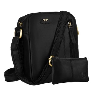 Torba listonoszka, czarna, skórzana, Peterson