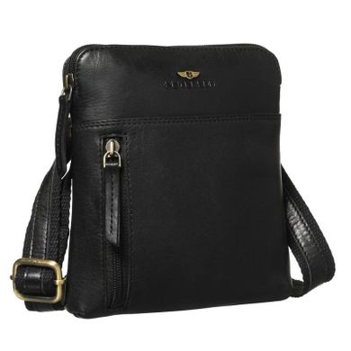 Torba listonoszka, czarna, skórzana, Peterson