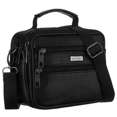 Torba listonoszka, czarna, skórzana, Rovicky