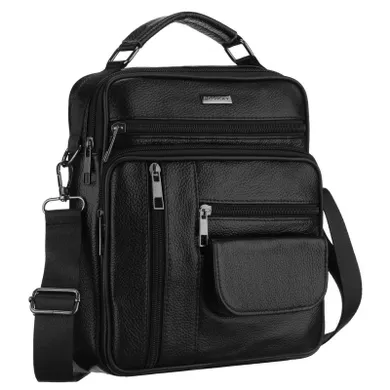 Torba listonoszka, czarna, skórzana, Rovicky