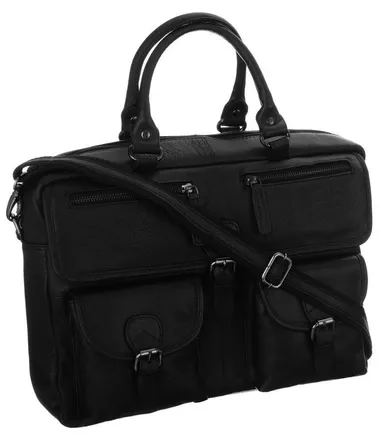 Torba na laptopa, czarna, skórzana, Cedar