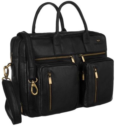 Torba na laptopa, czarna, skórzana, Peterson
