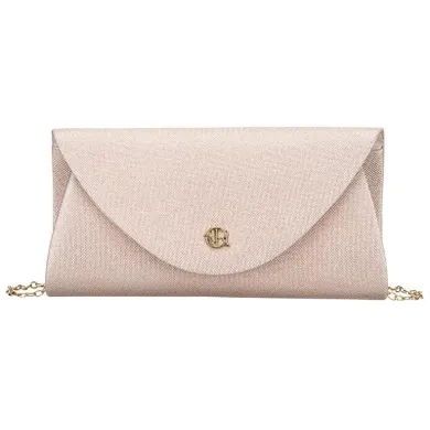 Torebka kopertówka, beżowa, brokatowa, Rovicky