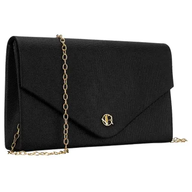 Torebka kopertówka, czarna, brokatowa, Rovicky