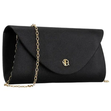 Torebka kopertówka, czarna, brokatowa, Rovicky