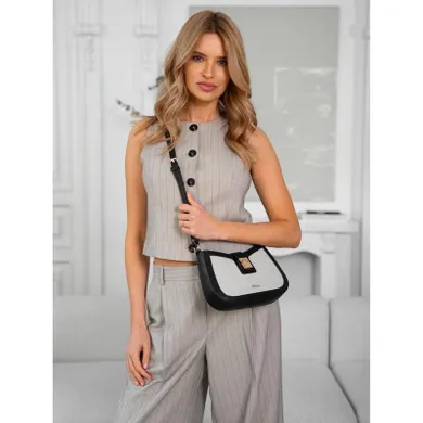 Torebka listonoszka, beżowa, skórzana, Peterson