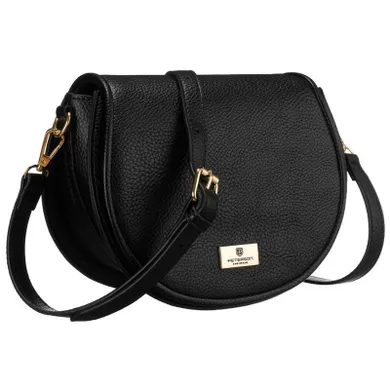 Torebka listonoszka, czarna, skóra ekologiczna, Peterson
