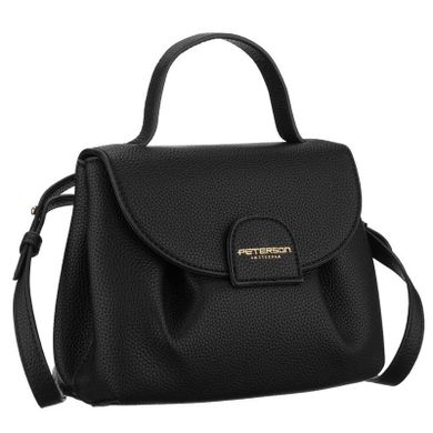 Torebka listonoszka, czarna, skóra ekologiczna, Peterson