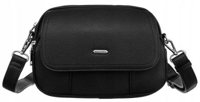 Torebka listonoszka, czarna, skóra ekologiczna, Rovicky