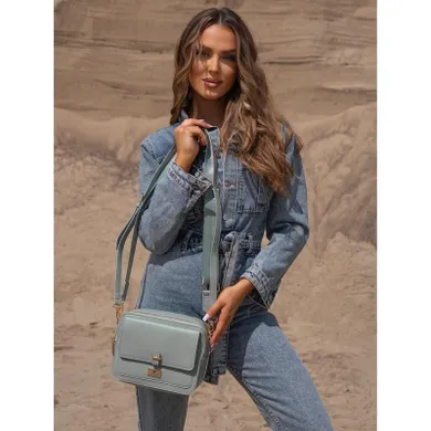 Torebka listonoszka, zielona, skóra ekologiczna, Peterson