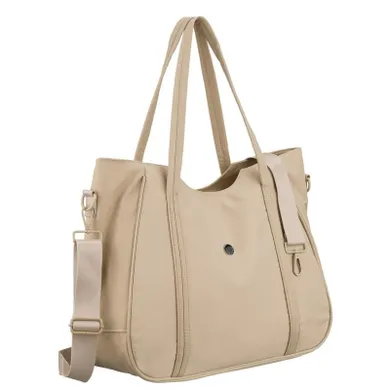 Torebka shopper, beżowa, poliester, Peterson