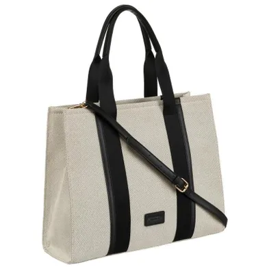 Torebka shopper, beżowo-czarna, Peterson