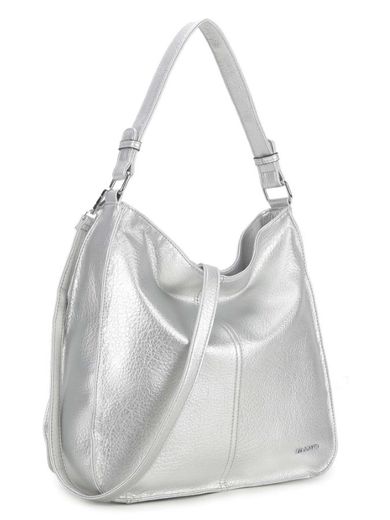 Torebka shopper, srebrna, Luigisanto